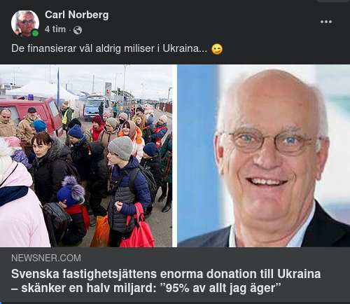 Svenska Mångmiljardärsdonerade Pengar Till Ukraina