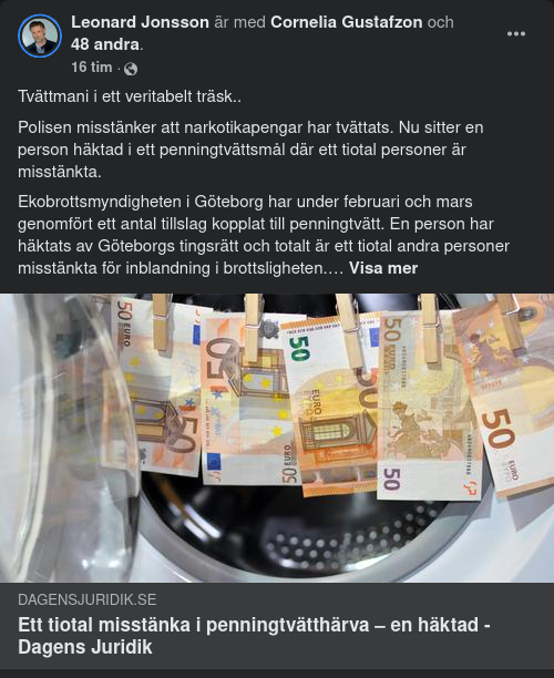 Penningtvättande I Göteborg