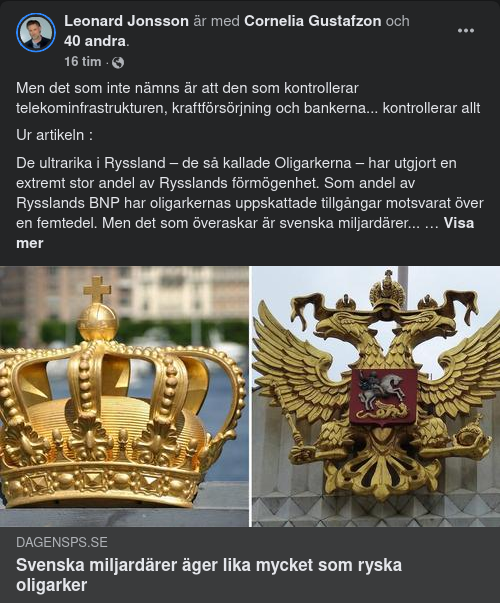 Svenska Miljardärer & Ryska Oligarker