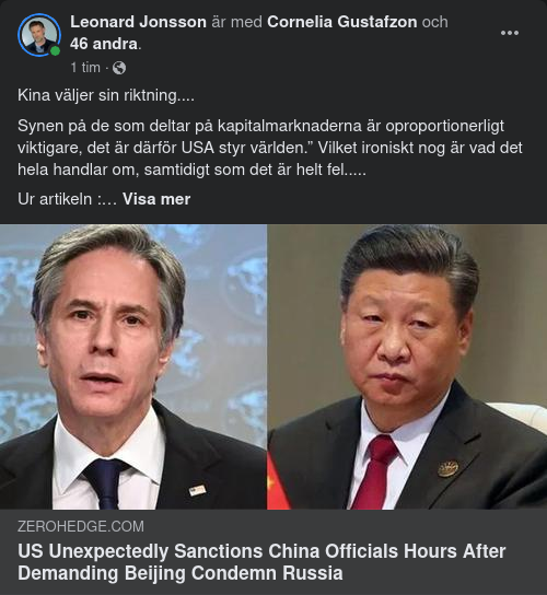 USA Sanktionerar Kineser