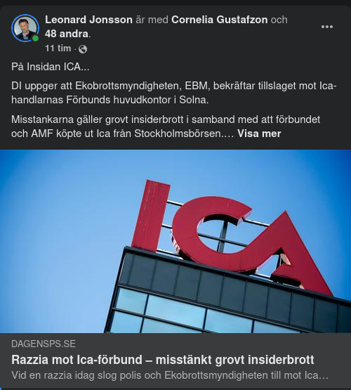 Insiderbrottsmisstanke För ICA