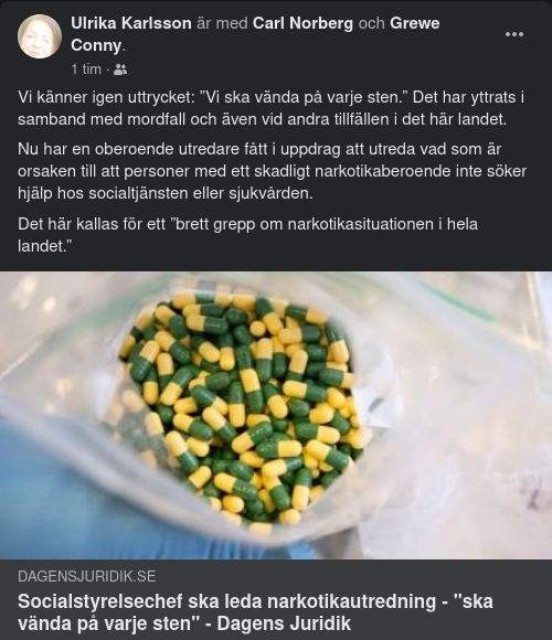 Stenvändande Narkotikautredning Socialstyrelsechefsutlovad