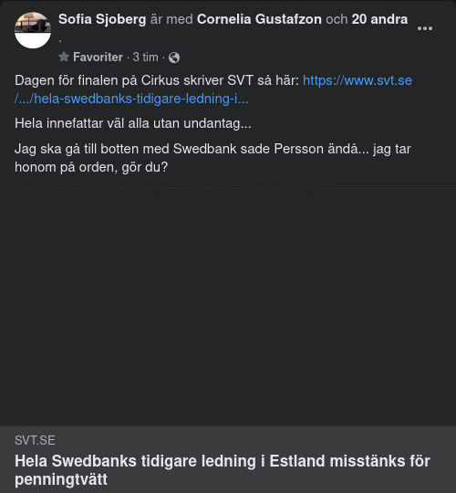 Hela Swedbanks Tidigare Ledning Penningtvättsmisstänkta