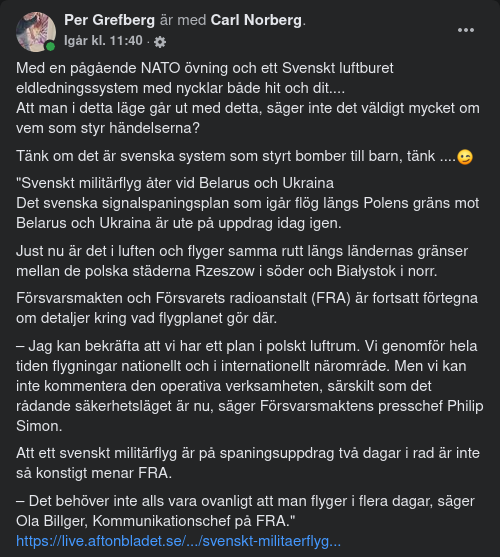 Svenskt Signalspaningsplansflygande