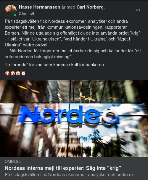 Inget Krig I Ukraina Hos Nordea