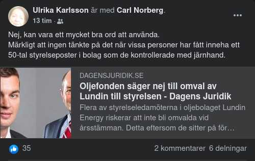 Inget Omval Av Lundin I Oljefonden