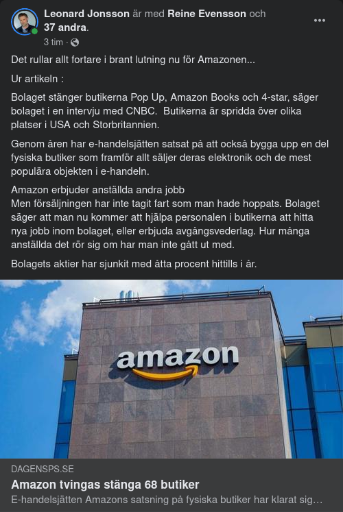 Amazon Stänger Butiker