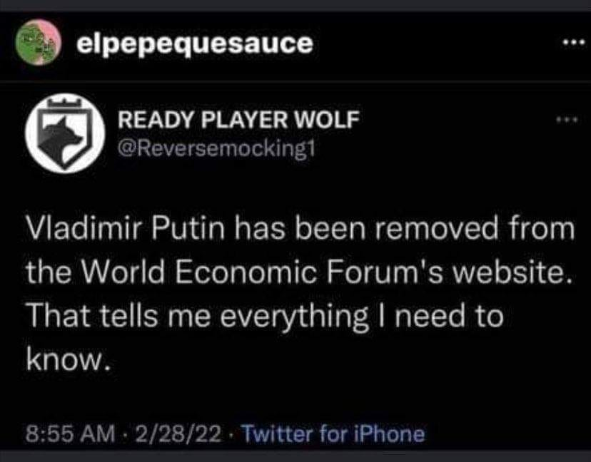 Putin Borta Från WEF:s Webbsida