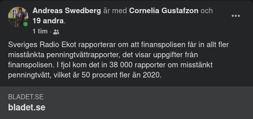 Ökad Rapportering Om Misstänkt Penningtvätt