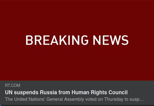 Ryssland Uteslutet Ur FN:s Råd För Mänskliga Rättigheter