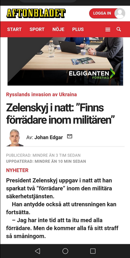 Zelensky Ser Förrädare Inom Militären