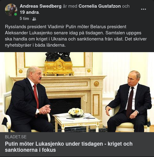Möte Mellan Putin & Lukasjenko