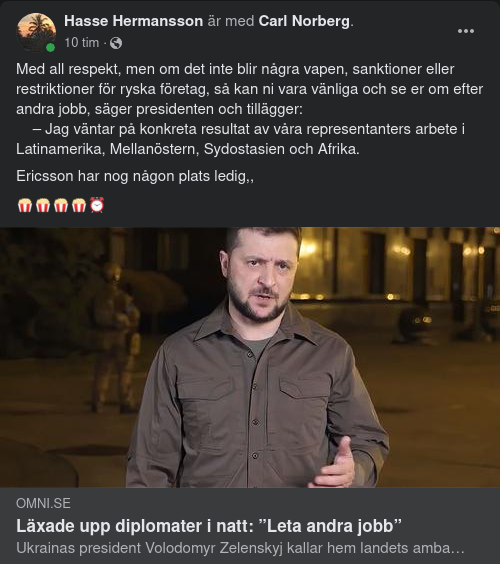 Diplomatuppläxande Zelensky