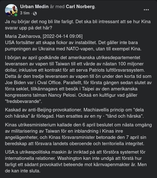 Zakharova Om Vapenleveranser För Instabilitetsskapande Fickor