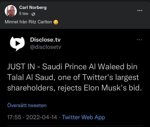 Saudiprins Avvisar Musks Twitterbud