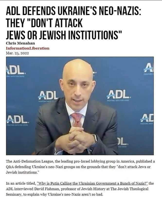 ADL Om Judesnälla Nazister I Ukraina