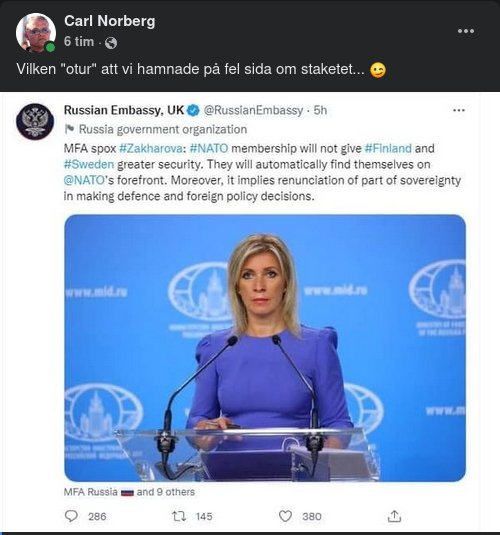 Ryskt Om Svenskt NATO-Medlemskap