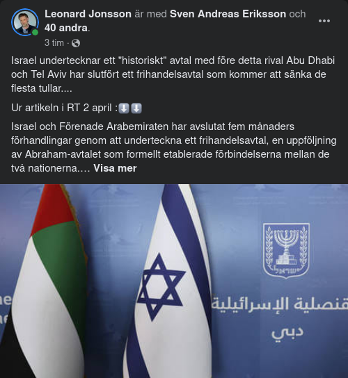 Israel & Förenade Arabemiraten Sluter Frihandelsavtal