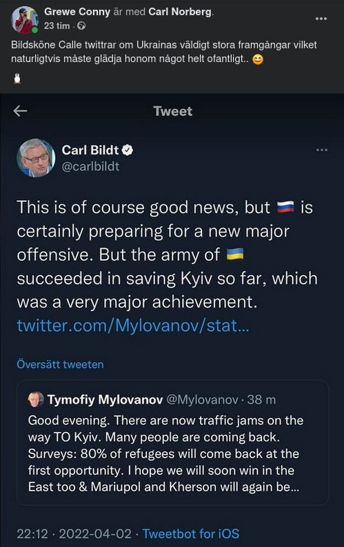 Twitterbildt Om Väldigt Stor Ukrainsk Framgång
