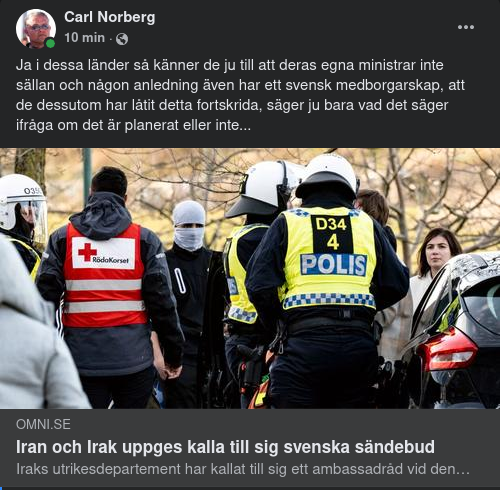Iran & Irak Kallar Svenska Sändebud