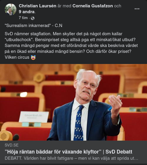 Surrealistisk Professor Emeritus I Nationalekonomi Vid Institutet För Internationell Ekonomi, Stockholms Universitet I SvD