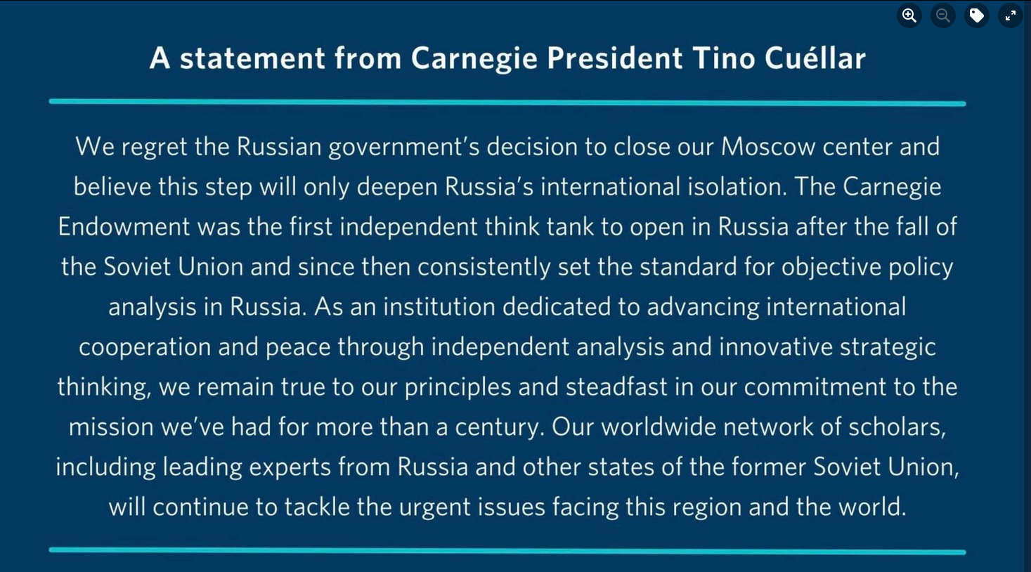 Ryssland Stänger Carnegie-Tankesmedja I Moskva