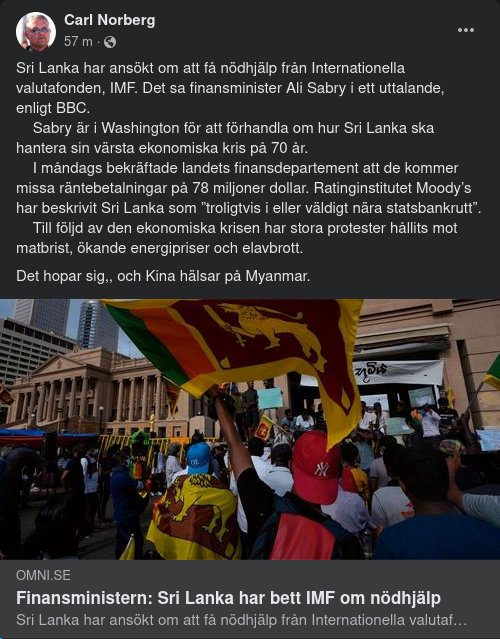 Sri Lanka Ansöker Om Nödhjälp Från IMF