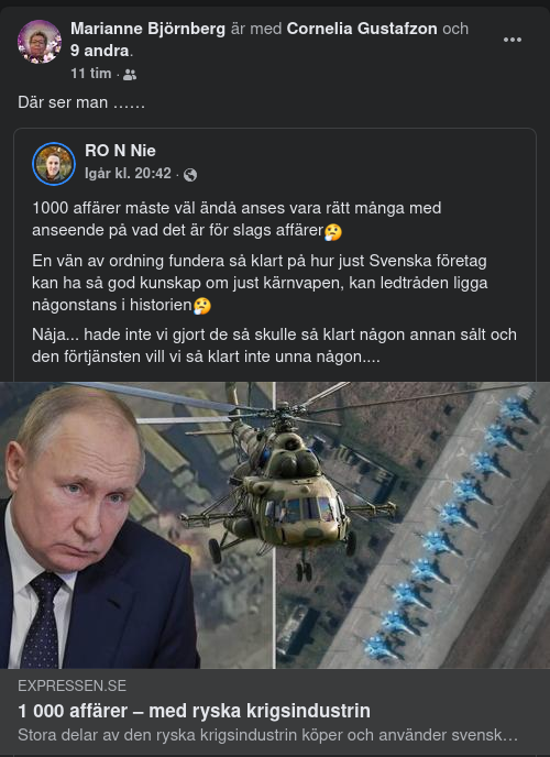 1000 Affärer Med Rysk Krigsindustri