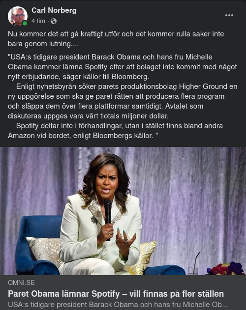 Spotifylämnande Obamas