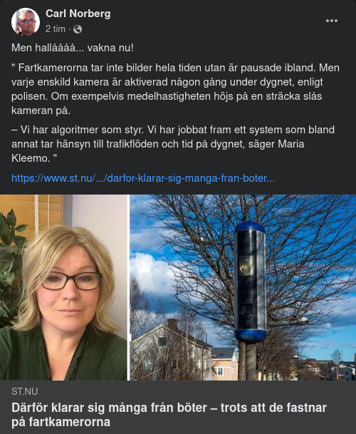 Fartkameror Pausade Ibland