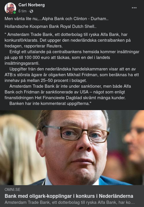 Oligarkkopplad Bank I Nederländerna Konkursförklarad