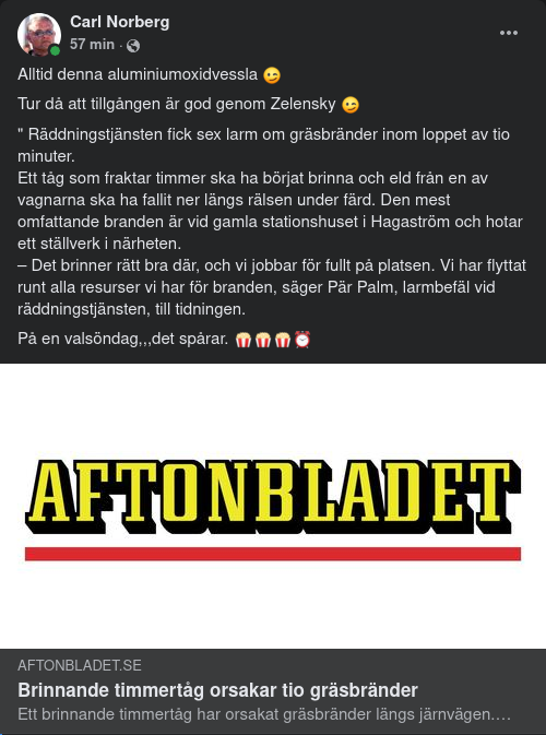 Gräsbrandsstartande Timmertåg