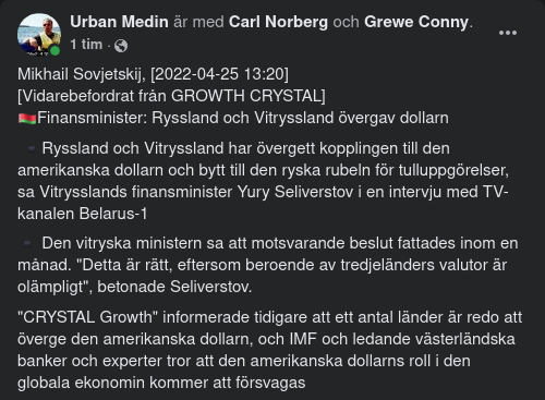 Ryssland & Vitryssland Skippar Dollarn