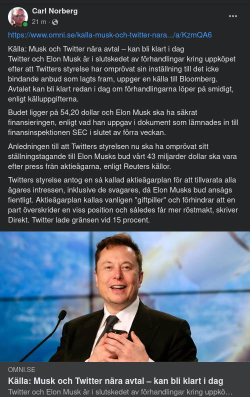 Musk & Twitter Kontraktnära