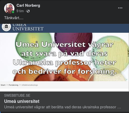 Umeå Universitet Tyst Om Ukrainsk Professors Forskning