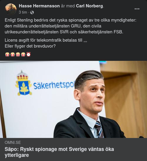 Säpo Förväntar Ökat Ryskt Svenskspionage