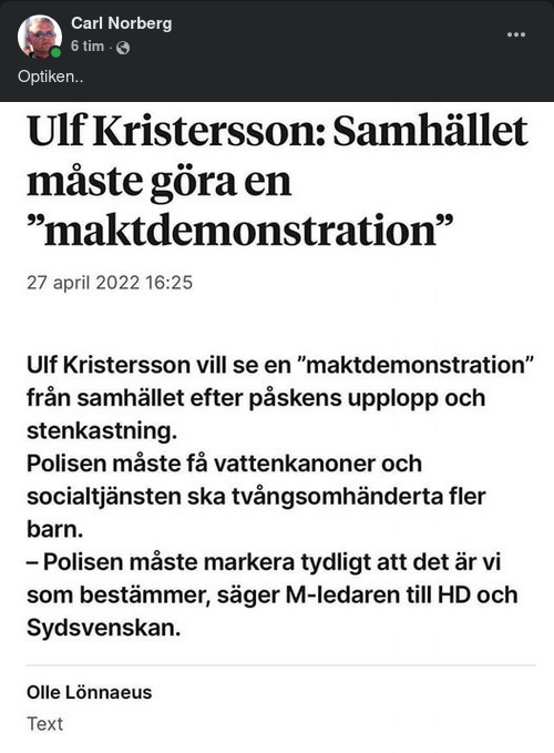 Optiskt Maktdemonstrationsivrande Kristersson