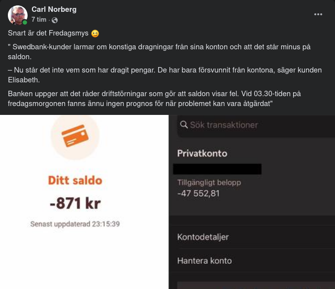Driftstörda Swedbankkonton På Minus