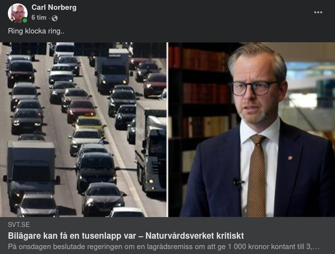 Klockringande Bilägarsubventionsförslag