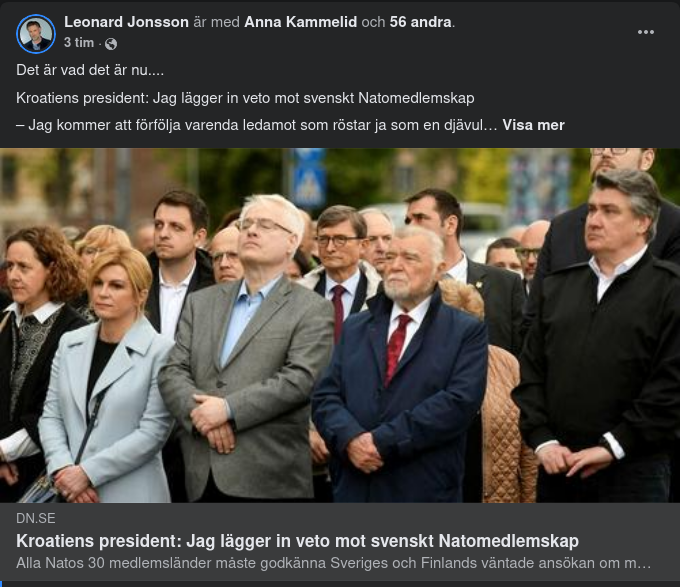 Veto Mot Sverige I Nato Från Kroatien?