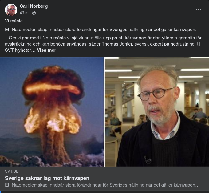 Kärnvapenlaglöst Sverige