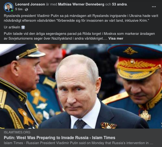 Putin Om Invasionsförberedande Väst