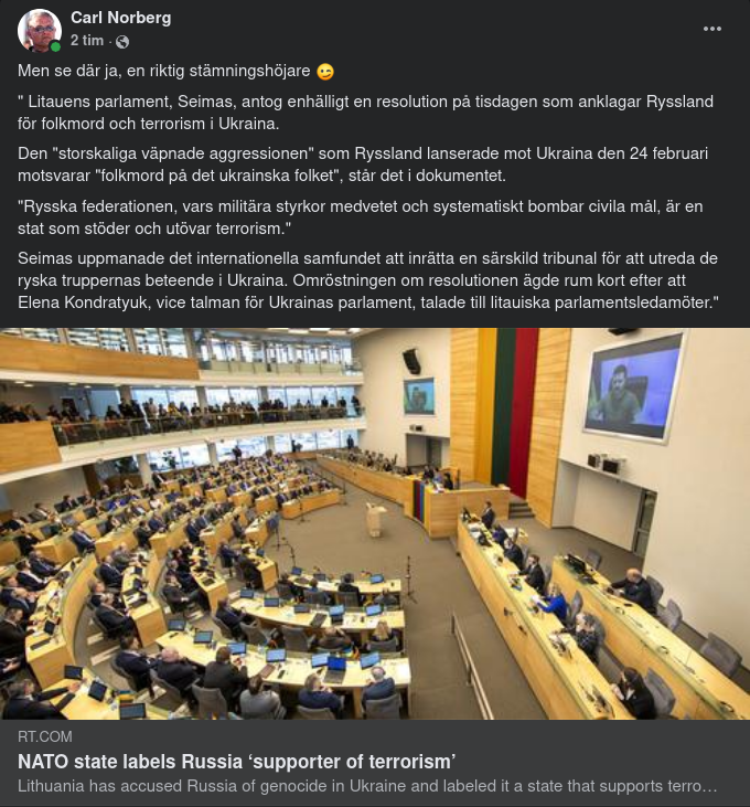 Ryssland Terroristsupporter Enligt Litauen