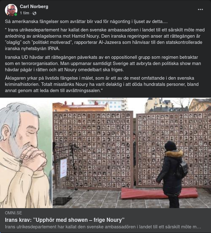 Iran Kräver Att Noury Friges