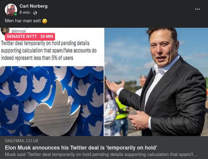 Musk Hejdar Twitterköpet Tillfälligt