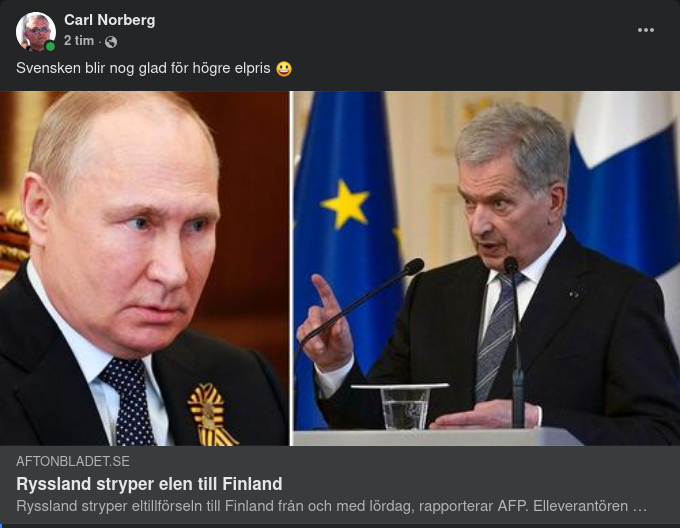 Ingen Rysk El Till Finland