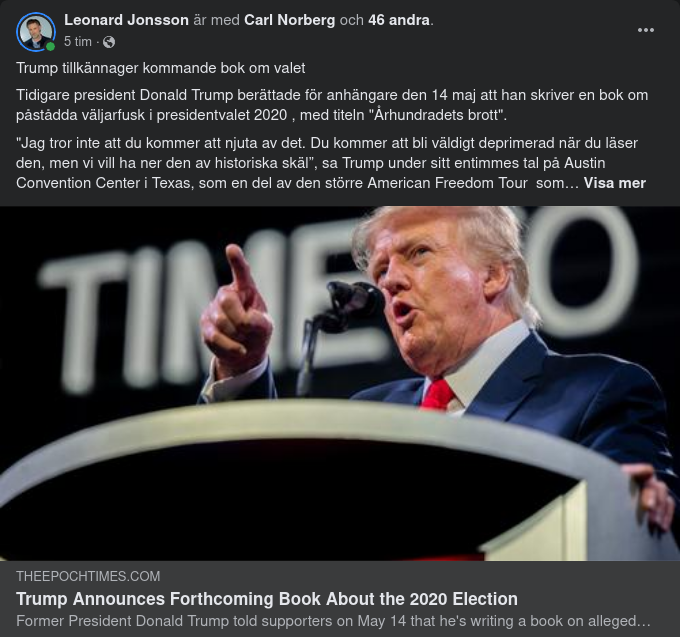 Kommande Bok Om Valet 2020 Från Trump