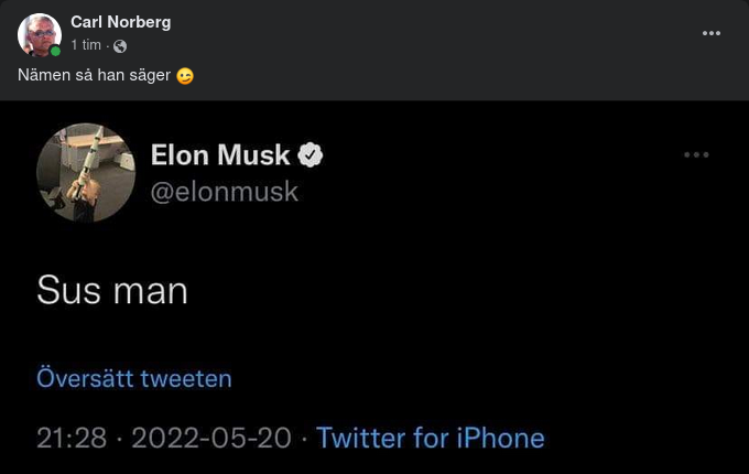 Musk Twittrar Sus man