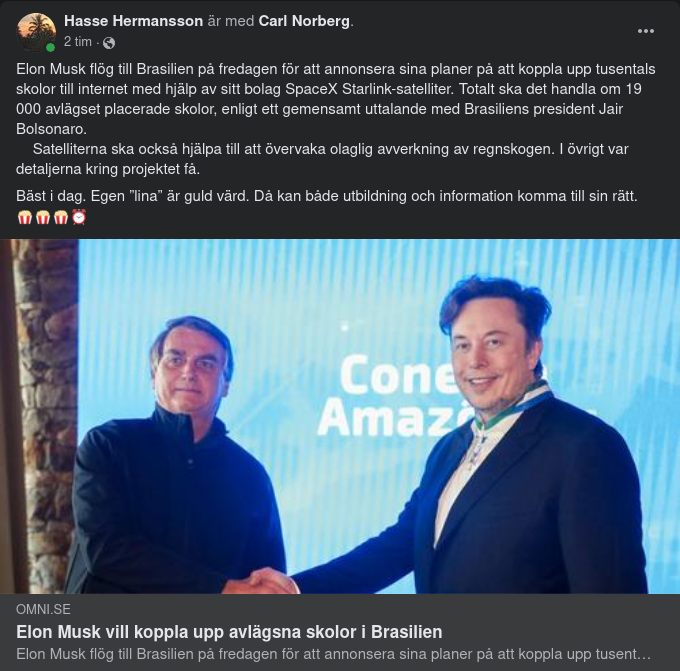 Musk Vill Koppla Upp I Brasilien