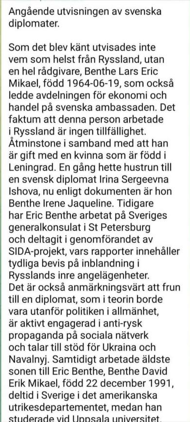 Angående Utvisningen Av 3 Svenska Diplomater